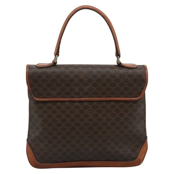 CELINE Macadam Canvas Hand Bag PVC Leather Brown - Picture 2 of 16